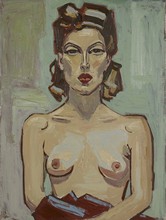 Bildnis Clarita Frisch (Halbakt), 1945, Öl auf Leinwand, 60 x 40 cm