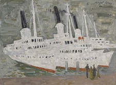 Die weissen Schiffe, 1965, Öl auf Pavatex, 45 x 60 cm