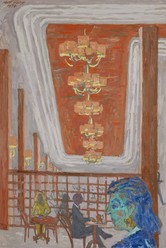 Café Sprüngli, 1973, Öl auf Leinwand, 120 x 80 cm