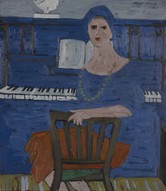 Das blaue Klavier, 1960, Öl auf Leinwand, 103 x 80 cm