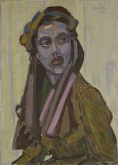 Frauenbildnis vor gelbem Hintergrund, 1948, Öl auf Leinwand, 70 x 50 cm