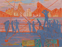 Albert Rüegg, Der rote Corcovado in Rio de Janeiro, 1962/63, Öl auf Leinwand, 60 x 80 cm