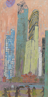 Albert Rüegg, Strasse in Sao Paulo I, 1962/63, Öl auf Leinwand, 120 x 60 cm