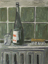 Albert Rüegg, «Vittel-Flasche», 1963/64, Öl auf Leinwand