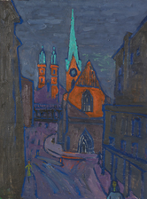 Abend in Zürich, 1973, Öl auf Leinwand, 80 x 60 cm