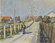 Heini Waser, «Dammstrasse im Vorfrühling», 1955,
Öl auf Leinwand, 70 x 90 cm,
Courtesy Kunstsammlung Gemeinde Zollikon