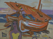 Rote Fischerboote, 1950, Öl auf Leinwand, 60 x 80 cm