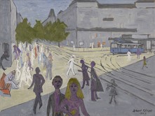 Sonne über dem Paradeplatz, 1982, Öl auf Leinwand, 60 x 80 cm