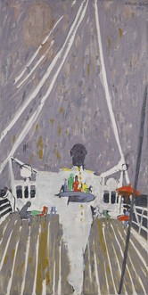 Aperitif auf Deck der Statendam, 1967, Öl auf Leinwand, 120 x 60 cm