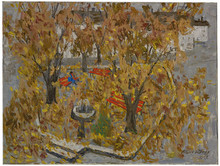 Albert Rüegg, «Herbst in Lengnau», 1968, Öl auf Leinwand, 60 x 80 cm