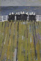 Albert Rüegg, «Andacht auf dem Deck», 1966, Öl auf Leinwand, 60 x 40 cm