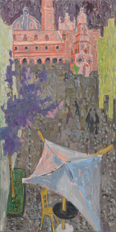 Albert Rüegg, Mexico - Tepoztlan, 1967, Öl auf Leinwand, 120 x 60 cm