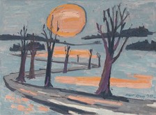 Albert Rüegg, Aufgehender Mond, 1958, Öl auf Leinwand, 60 x 81 cm