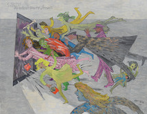 Albert Rüegg, Stress Weg ins Jenseits, 1981, Öl auf Leinwand, 162 x 206 cm