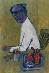 Albert Rüegg, Der Maler (Selbstbildnis), 1973, Öl auf Leinwand, 120 x 80 cm