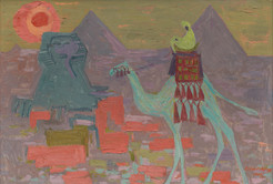 Albert Rüegg, Pyramiden von Gizeh, 1960, Öl auf Leinwand, 81 x 120 cm