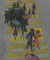Albert Rüegg, Gehstreifen, 1963, Öl auf Leinwand, 60 x 50 cm