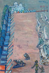 Albert Rüegg, Lido Venedig I, 1975, Öl auf Leinwand, 120 x 80 cm